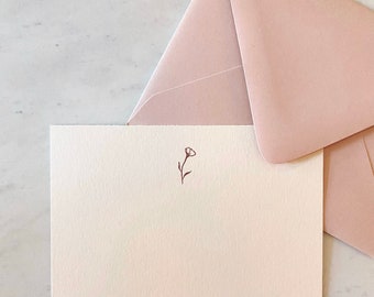 Flat Stationery / Postcard / Notecard / Note Card / Notes (Blush Minimalist Flora / Flower / Floral)