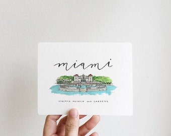 Miami, Miami-Dade Florida Postcard (Vizcaya Museum and Gardens)