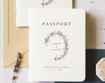 Passport Wedding Vow Book Set / Vow Books / Travel / Adventure / Passport / Rehearsal Dinner/ Reception Ceremony Order Booklet