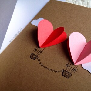 Couple Heart Hot Air Balloon Card red / pink image 3