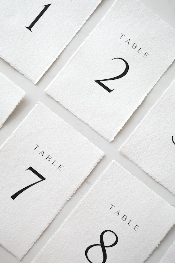 Handmade paper Table Numbers | Minimalist