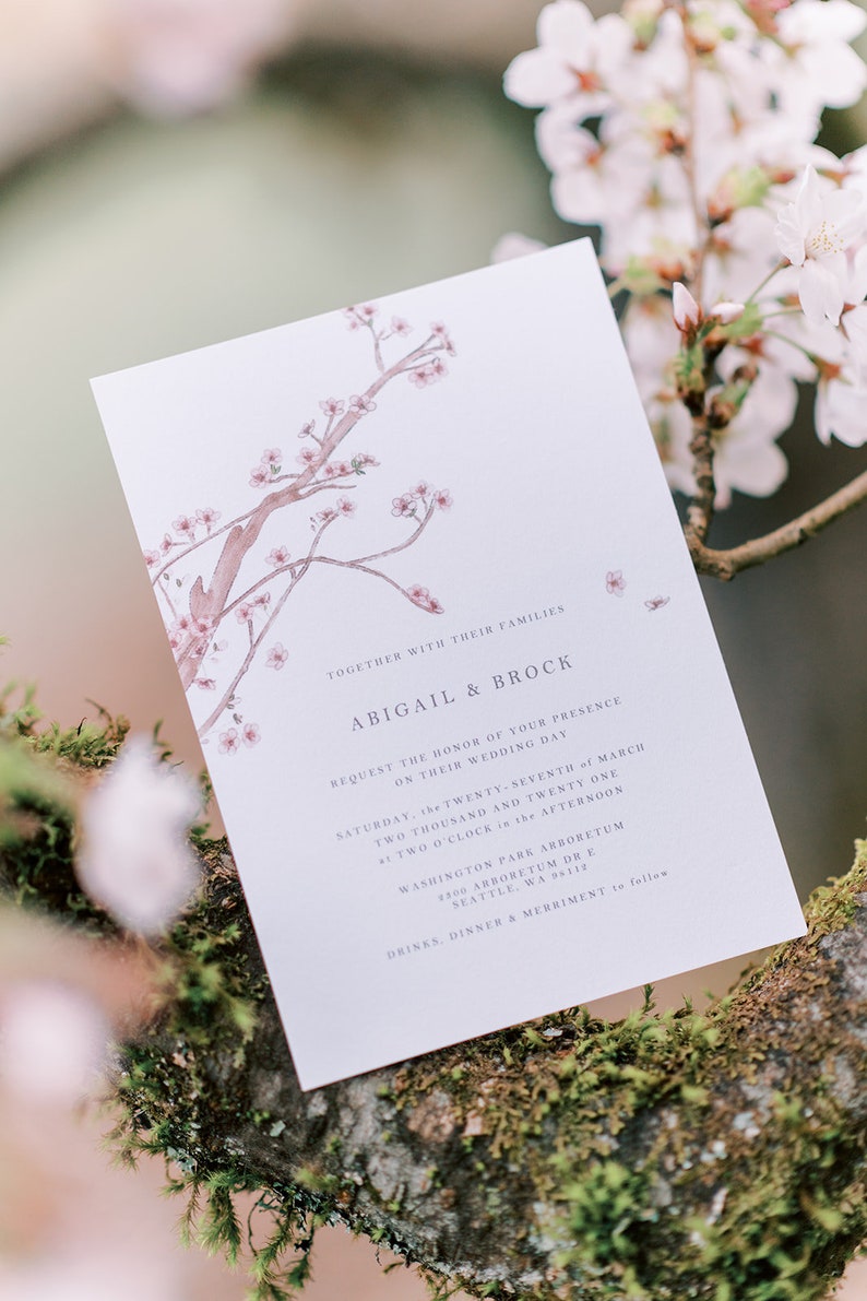 Cherry Blossom / Sakura Festival Wedding Invitations, Full Invite Suite, Save the Dates imagem 1