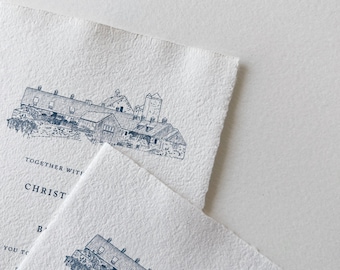 Blue Hill at Stone Barns Watercolor Save the Date Venue Illustration