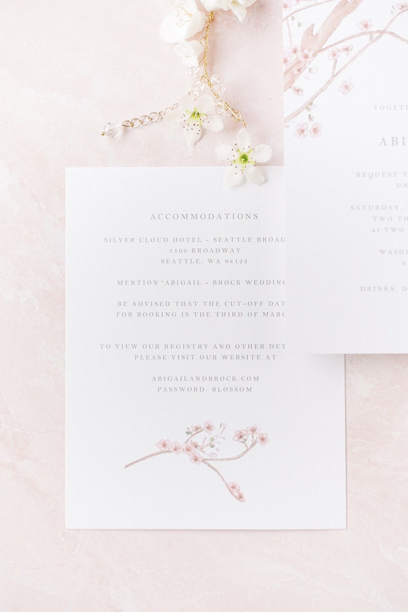 Cherry Blossom / Sakura Festival Wedding Invitations, Full Invite Suite, Save the Dates imagem 4