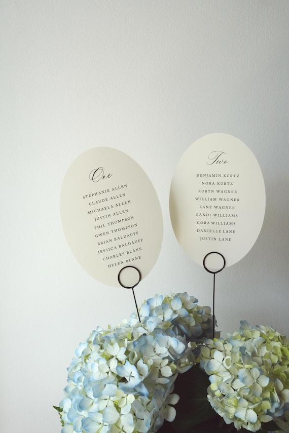 Oval Cardstock Seating Chart Table Numbers | Minimalist