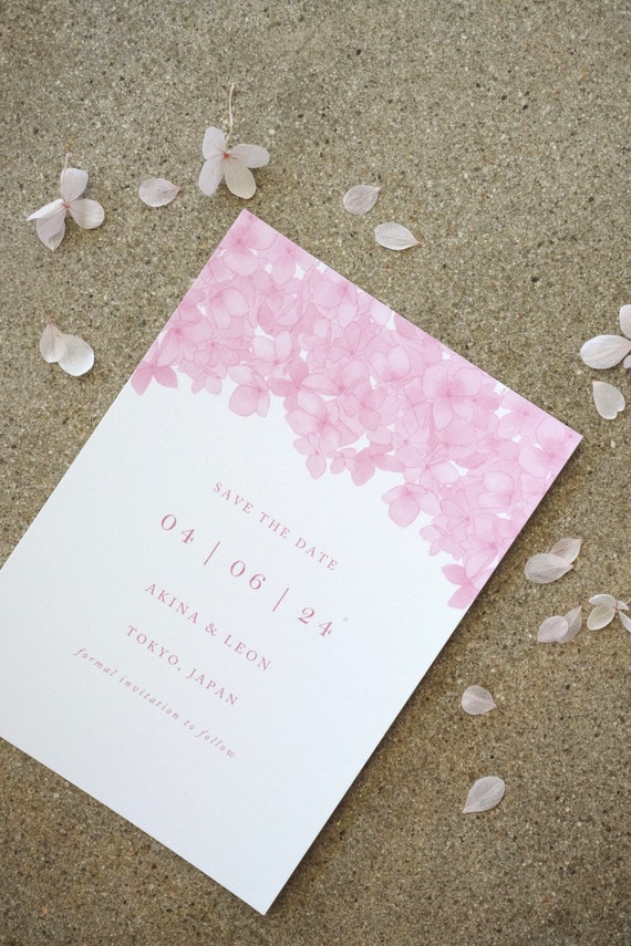 Hydrangeas | Hydrangea Wedding Invitation, Pink Flower