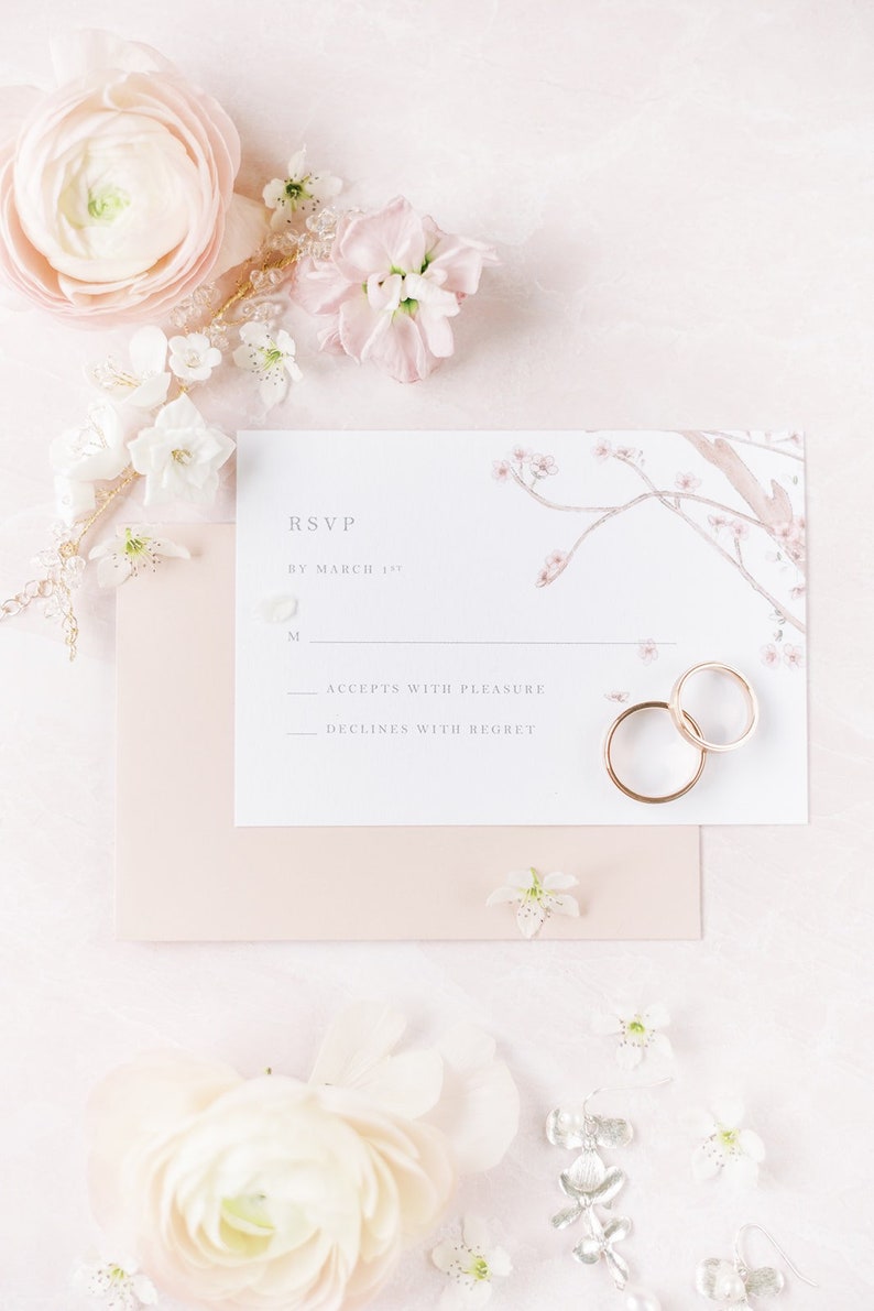 Cherry Blossom / Sakura Festival Wedding Invitations, Full Invite Suite, Save the Dates image 5