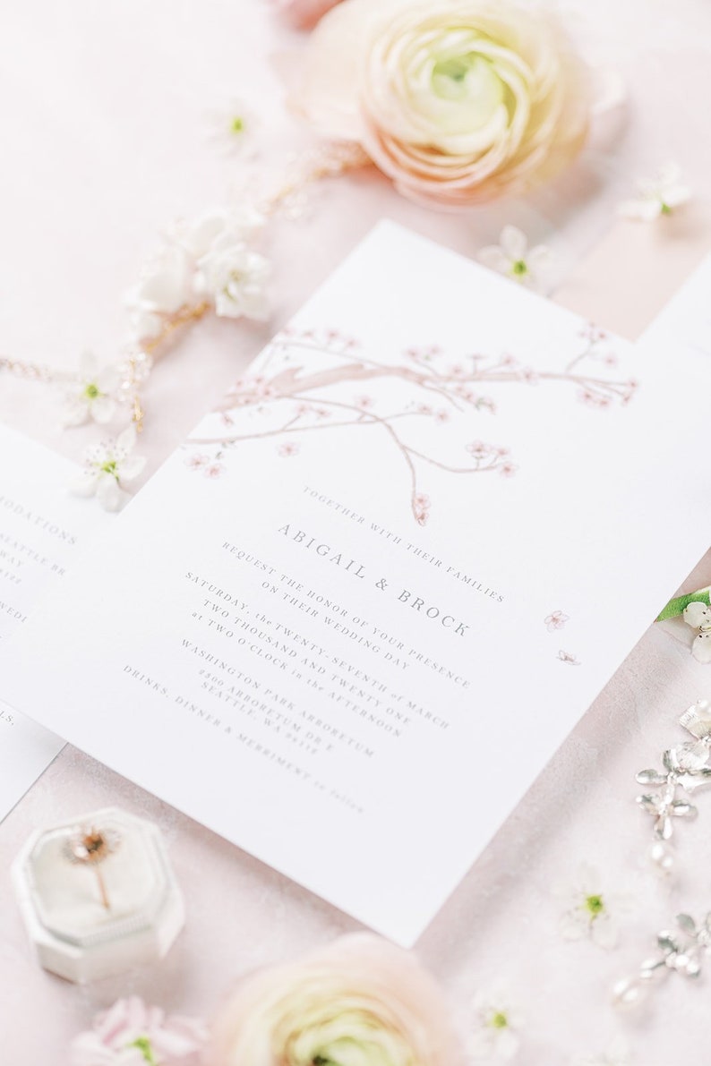 Cherry Blossom / Sakura Festival Wedding Invitations, Full Invite Suite, Save the Dates image 7