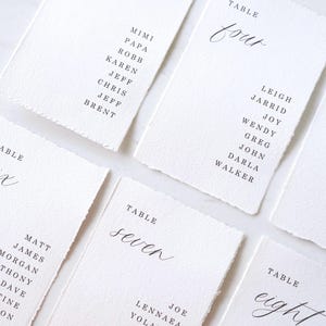 Handmade paper Seating Chart Table Numbers | Minimalist