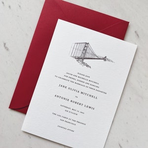 Venue Illustration Wedding Invitations, Invite Suite , Golden Gate Bridge, San Francisco