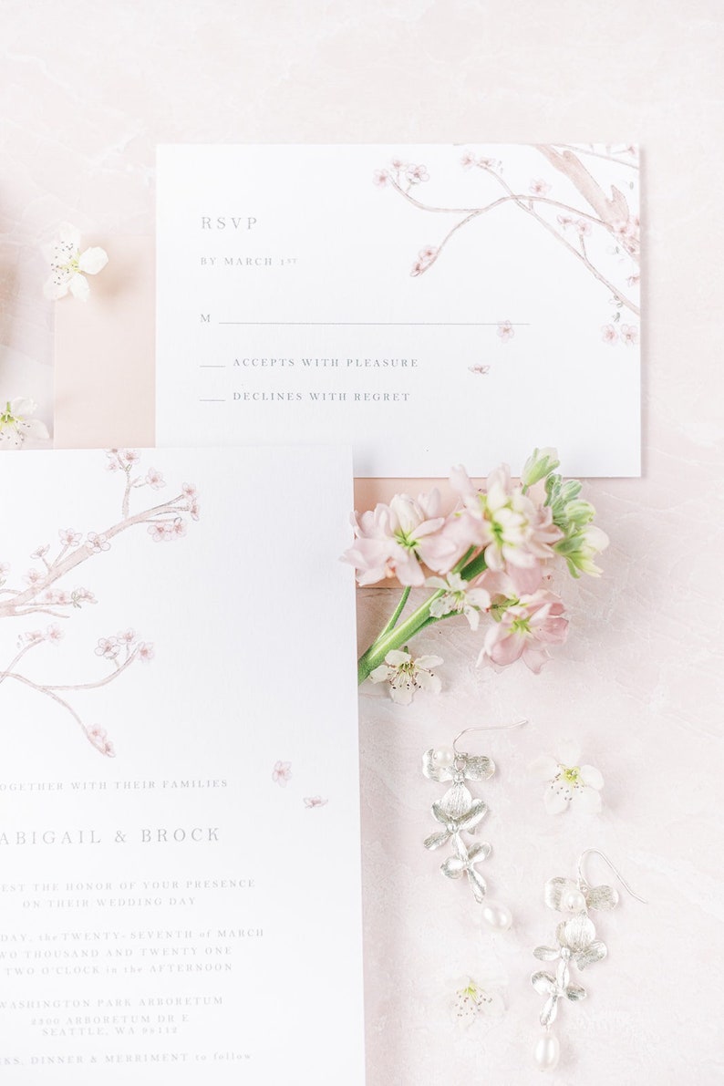 Cherry Blossom / Sakura Festival Wedding Invitations, Full Invite Suite, Save the Dates imagem 8