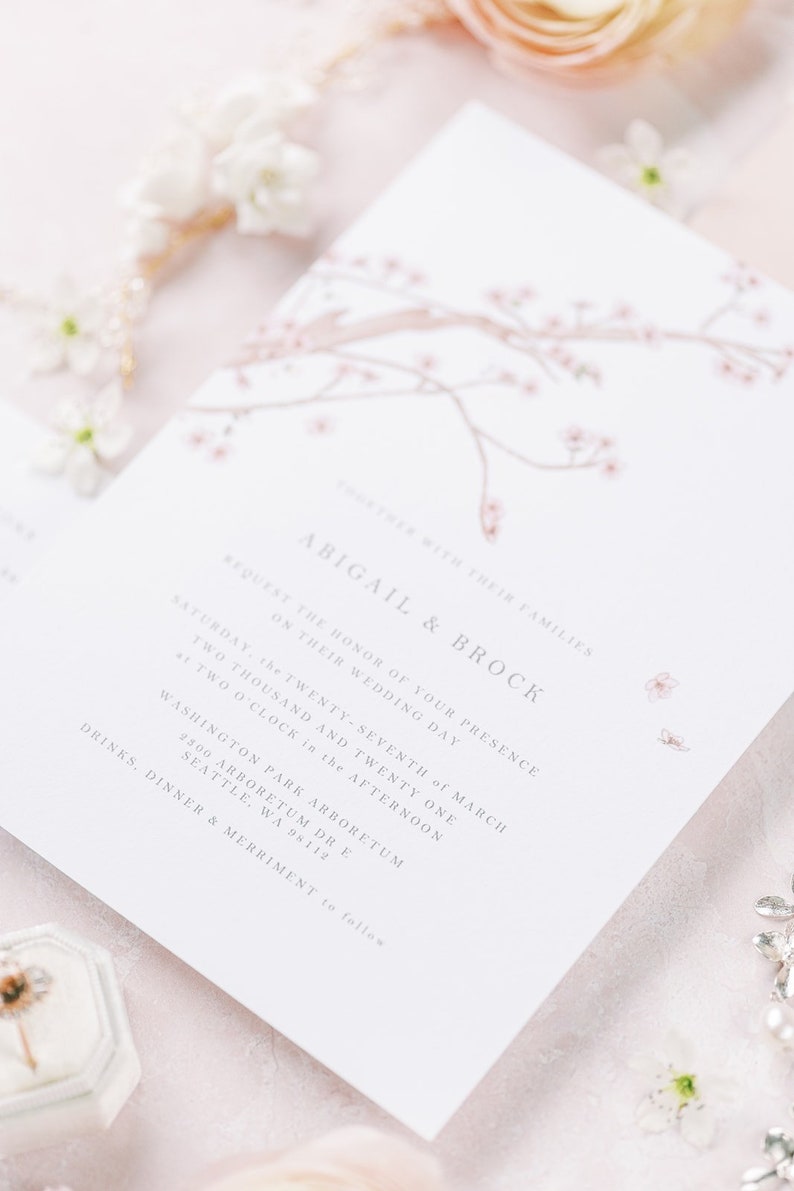 Cherry Blossom / Sakura Festival Wedding Invitations, Full Invite Suite, Save the Dates imagem 10