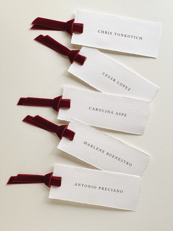 Velvet ribbon paper name tag / customized name / nametag
