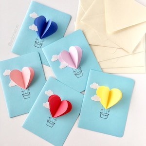 Heart Hot Air Balloon Card (Sky Blue)