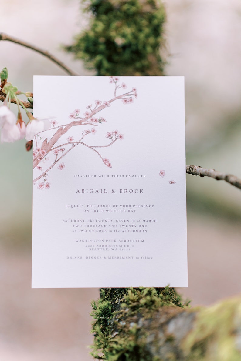 Cherry Blossom / Sakura Festival Wedding Invitations, Full Invite Suite, Save the Dates image 2