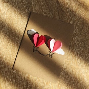 Couple Heart Hot Air Balloon Card red / pink image 5