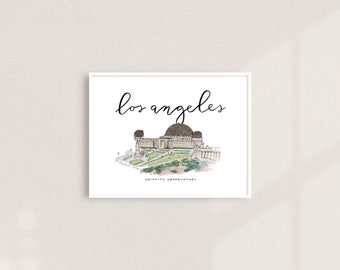 Los Angeles, California (Griffith Observatory) Art Print 8.5" x 11"