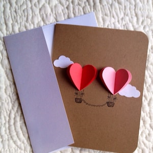Couple Heart Hot Air Balloon Card red / pink image 2