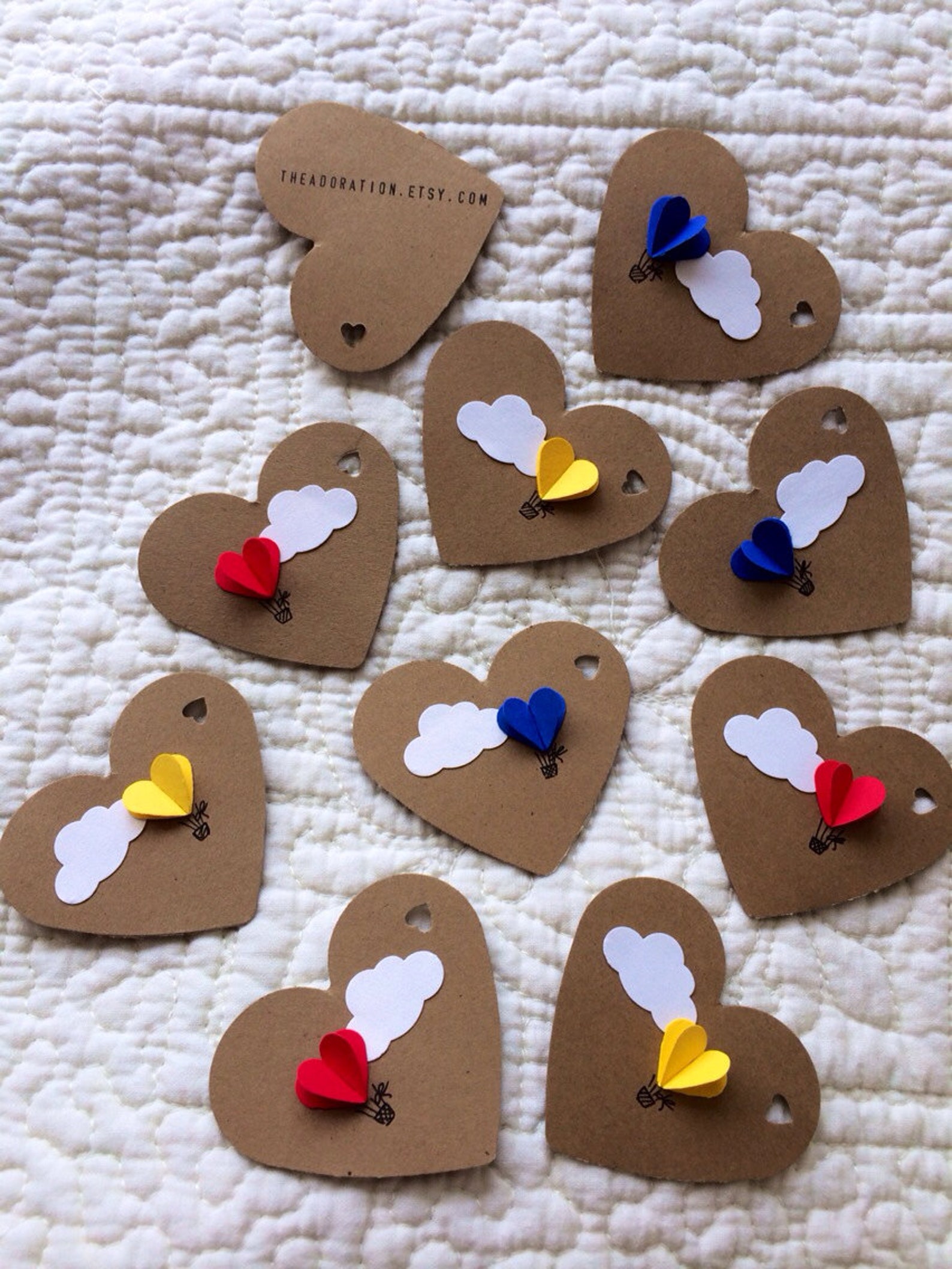 Heart Hot Air Balloon Gift Tags Set of 12 Etsy