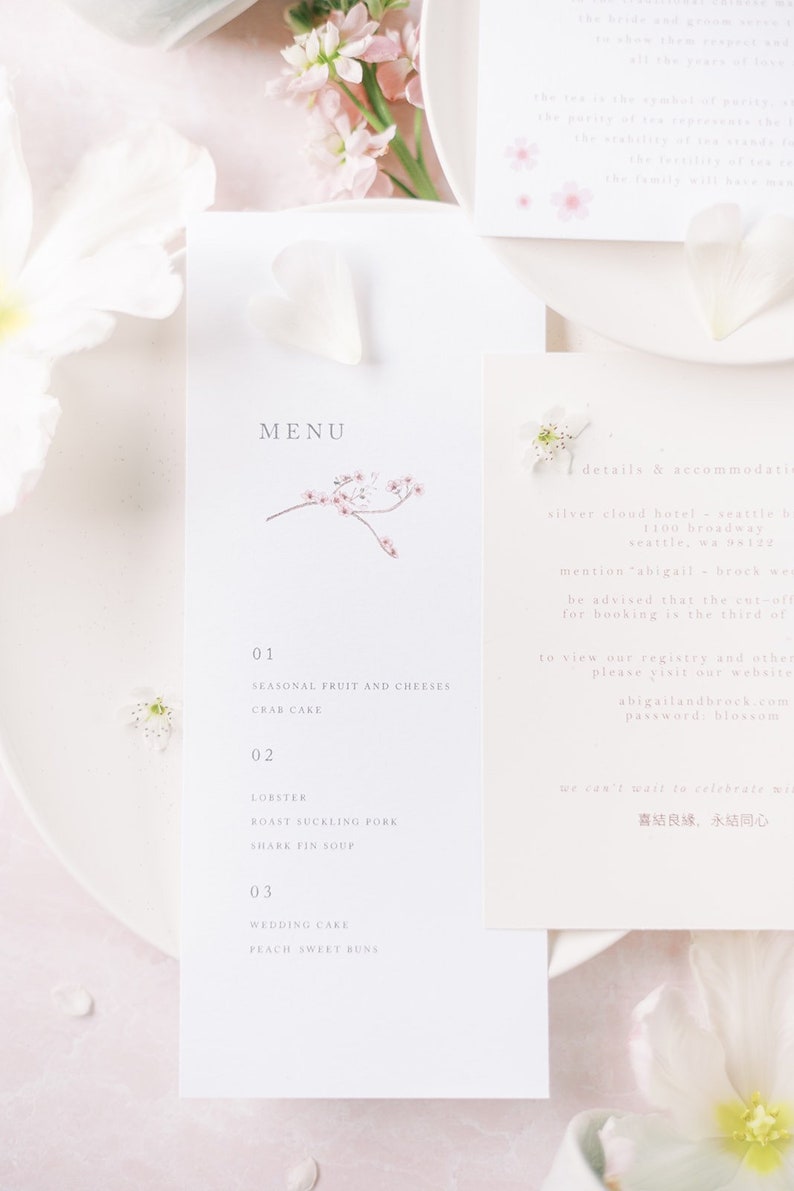 Cherry Blossom / Sakura Festival Wedding Invitations, Full Invite Suite, Save the Dates image 9