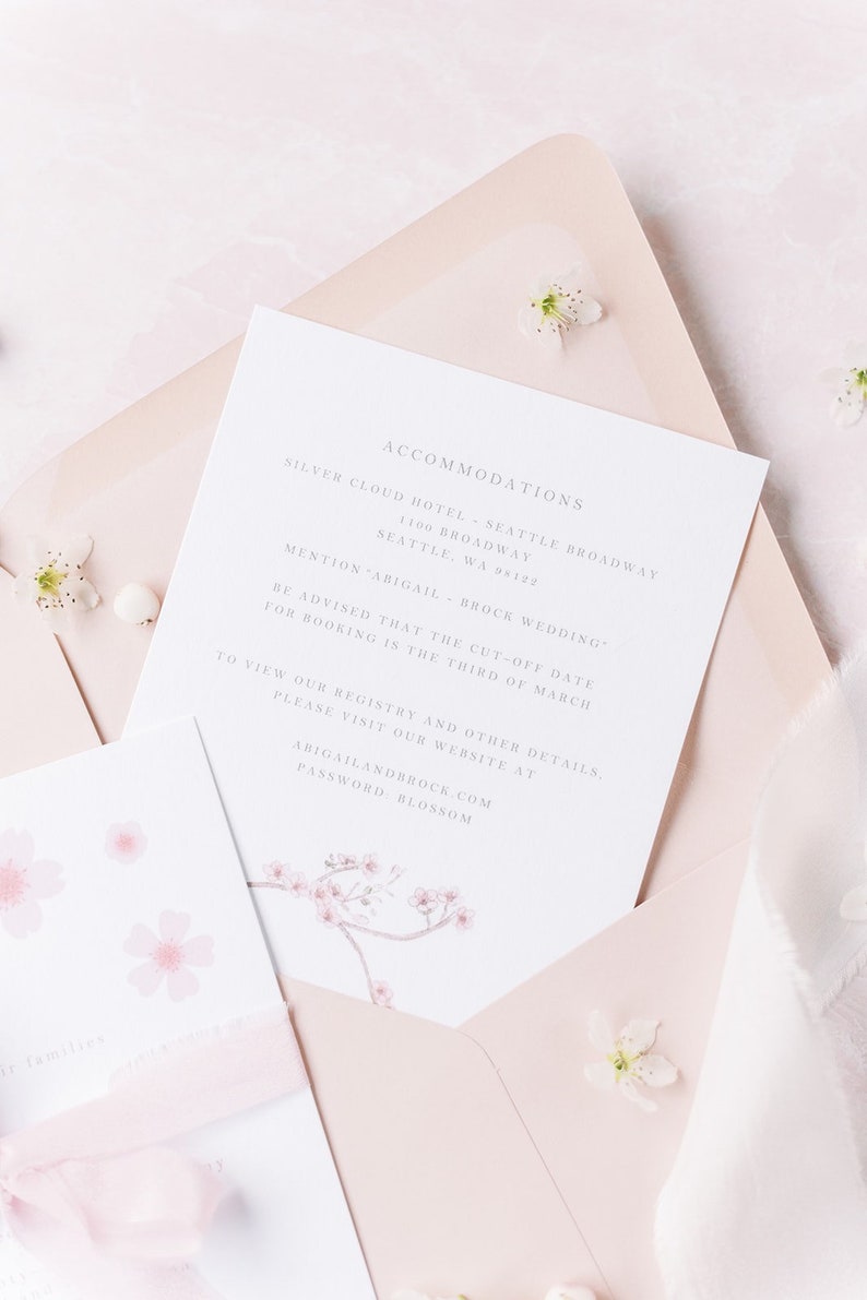 Cherry Blossom / Sakura Festival Wedding Invitations, Full Invite Suite, Save the Dates image 6