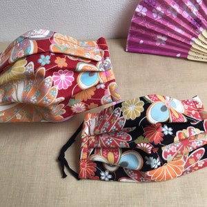 Beautiful Japanese Floral Double Sided Face Mask with Nose Wire Handmade
