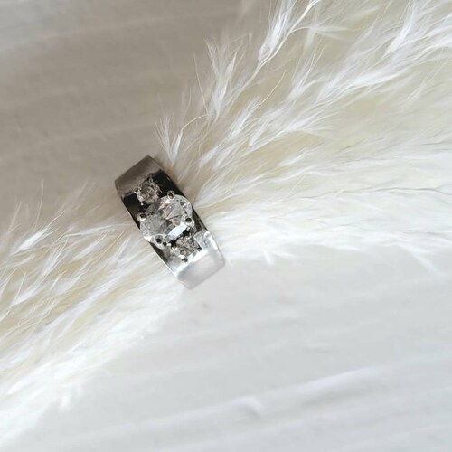 Vintage modern CZ diamond and sterling silver engagement ring size 6 Minimalist shops Promise Ring / Gift for Her