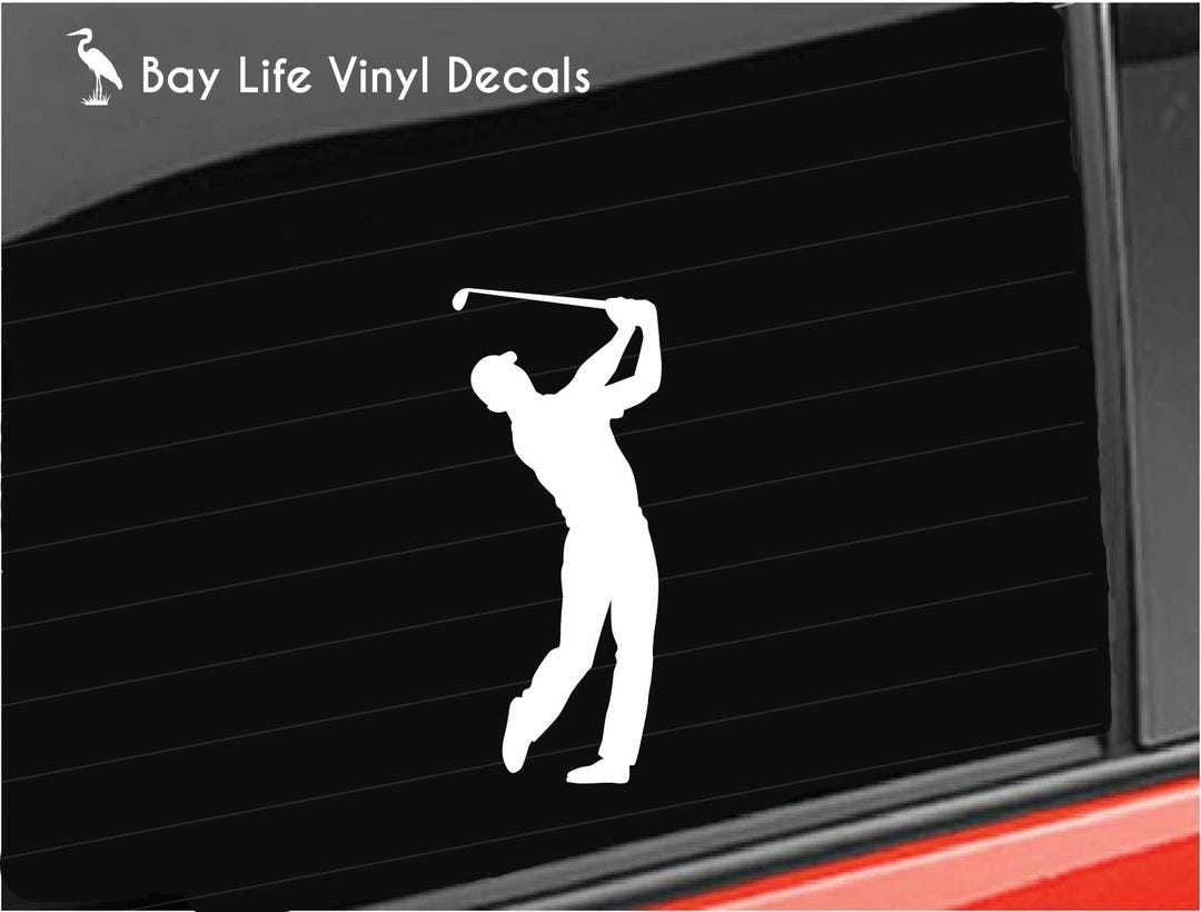 Man Golfing Vinyl Decal, Guy Golfer Decal, Male Golf Swing Laptop Home ...