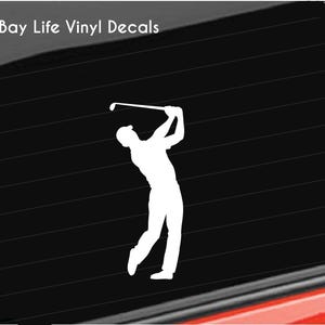Man Golfing Vinyl Decal, Guy Golfer Decal, Male Golf Swing Laptop Home/Laptop/Computer/Truck/Car/Tumbler/Golf Cart Sticker Decal