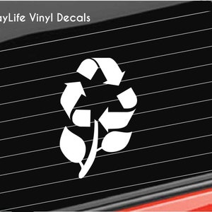 Recycle Flower Vinyl Decal, Recycle Plant Flower Sticker, Recycle Think Green Decal, Recycle Trash Can Decal