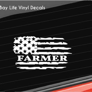 Farmer Vinyl Decal, Farmer Distressed American Flag Decal, American Farmer Sticker Car/Truck/Laptop/Computer/Phone/Home/Bumper Vinyl Decal
