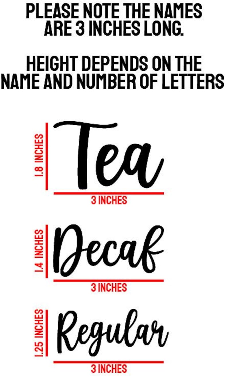Decaf Coffee Label / Kitchen Coffee Decal / Home Organization Label for ...