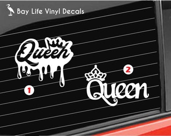 Queen Vinyl Decal, Queen Crown Car Decal, Queen with Crown Sticker