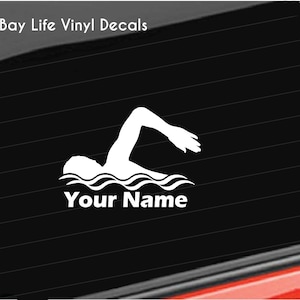 Swimmer Vinyl Decal, Swimmer Custom Name Decal, Custom Swim Team Name Car/Truck/Home/Laptop/Computer/Tumbler Decal