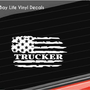 Truck Driver Distressed American USA Flag Vinyl Decal, Trucker Decal, Wall Vinyl Decal Home/Laptop/Computer/Truck/Car Sticker Decal