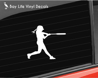 Women Softball Batter Vinyl Decal, Girls Softball Batter Decal, Softball Batter Vinyl Decal for Car/Truck/Home/Laptop/Computer/Tumbler/Phone