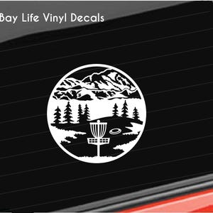 Disc Golf Vinyl Decal, Sports Disc Golf Vinyl Decal, Mountain Disc Golf Player Sticker Home/Laptop/Computer/Truck/Sports Decal