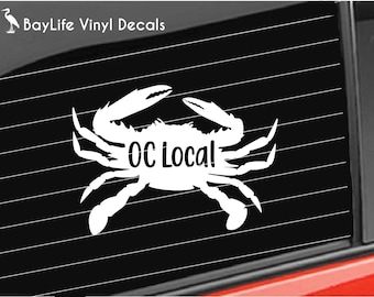 Ocean City Maryland Blue Crab Vinyl Decal, Ocean City Local Vinyl, OC MD Crab Decal Car/Truck/Home/Laptop/Computer/Phone Decal