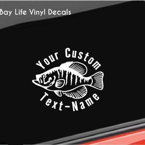 Custom Name Crappie Fishing Decal, Slab Crappie Fishing Vinyl Decal, Custom Lake River Reservoir Fishing Decal image 1