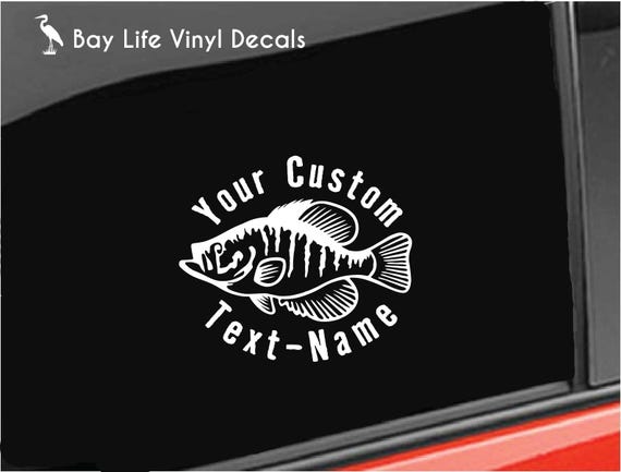 Custom Name Crappie Fishing Decal, Slab Crappie Fishing Vinyl Decal, Custom Lake River Reservoir Fishing Decal