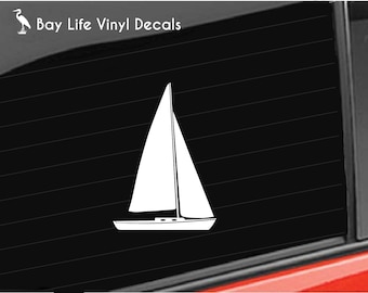 Sailboat Vinyl Decal, Sail Boating Scene Vinyl Sticker