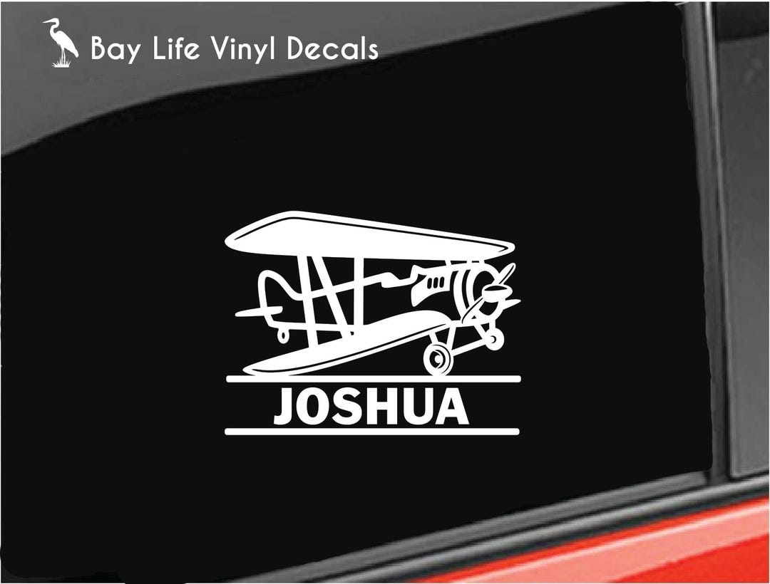 Airplane Monogram Decal, Tumbler Decal, Airplane Name Vinyl Decal ...