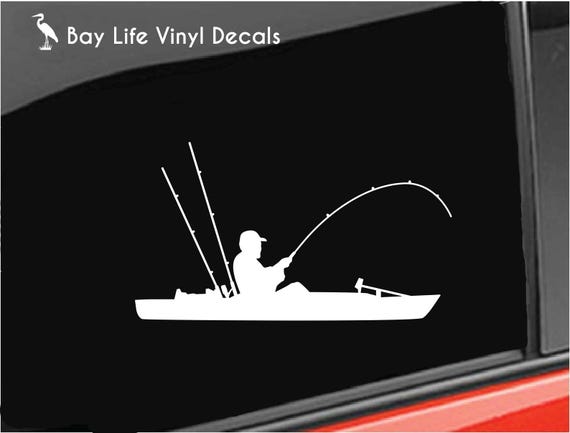 Kayak Fishing Vinyl Decal, Guy Fisherman Vinyl Decal, Kayak Guy Fishing Decal Home/Laptop/Computer/Truck/Car Bumper Sticker Decal