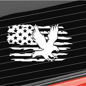 Distressed American Flag with Eagle Vinyl Decal, Eagle Vinyl Decal,  USA Flag Eagle Home/Laptop/Computer/Truck/Car Bumper Sticker Decal