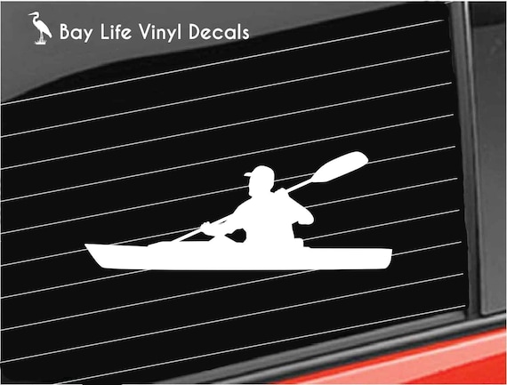 Kayak Paddling Vinyl Decal, Man Kayak Fishing Vinyl Decal, Kayak Man Paddle  Decal Home/Laptop/Computer/Truck/Car Bumper Sticker Decal