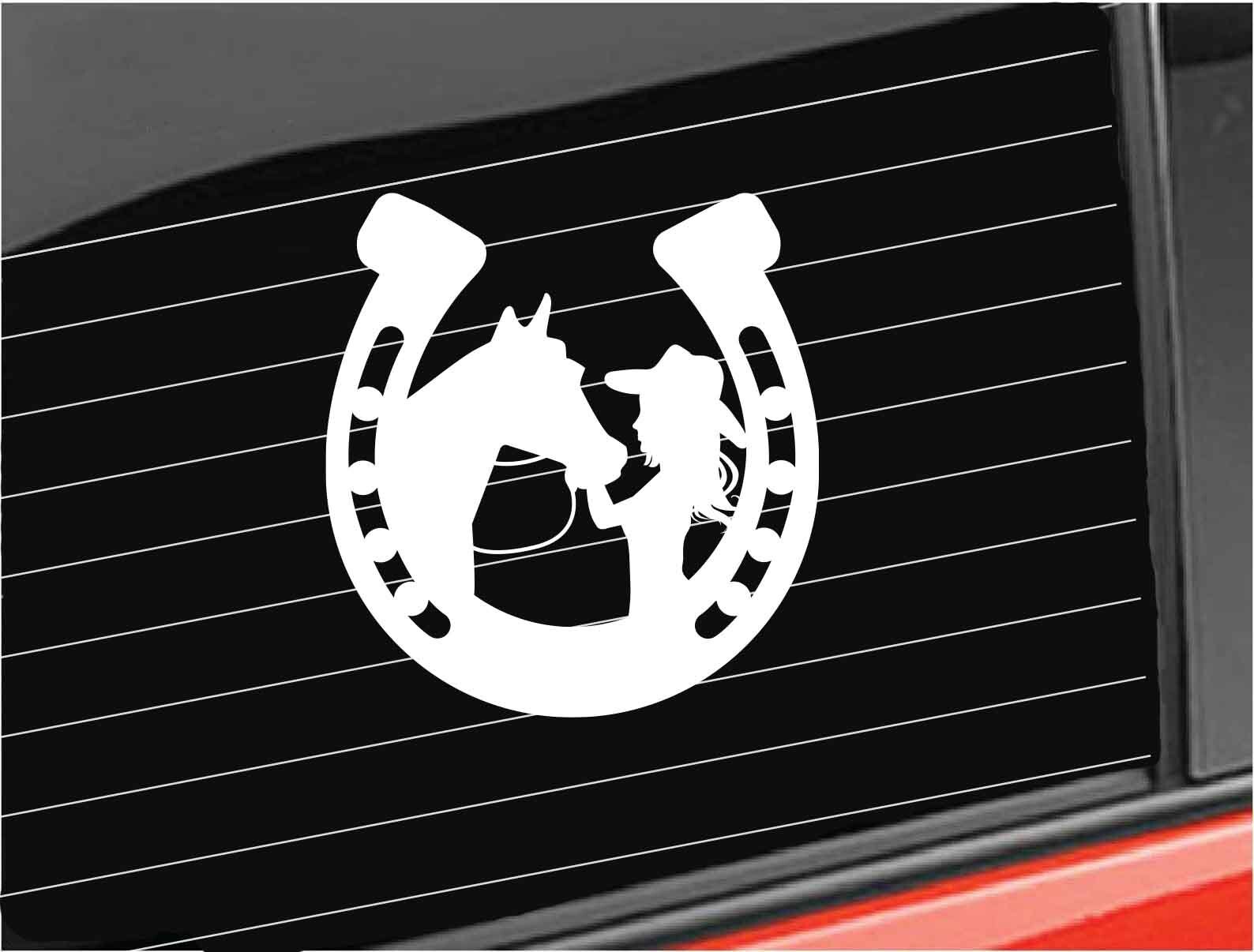 Horse Vinyl Decal Horseshoe and Cowgirl Horses Riding Decal Etsy