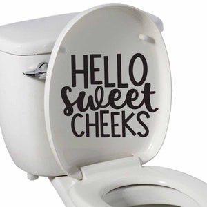 Toilet Seat Vinyl Decal, Bathroom Vinyl Decal, Hello Sweet Cheeks Toilet Decal, Car/Truck/Home/Computer/Bathroom Decal