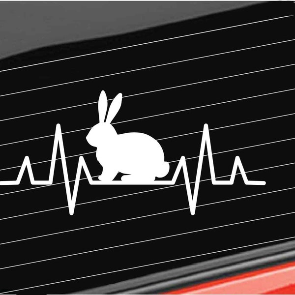Heartbeat Bunny Vinyl Decal, Bunny Rabbit Decal, Heartbeat Love Rabbits Home/Laptop/Computer/Truck/Tumbler/Car Bumper Sticker