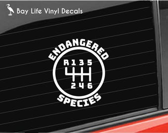 6 Speed Gear Vinyl Decal, Endangered Species Stick Shift Manual Decal Car/Truck/Laptop/Computer/Phone/Home Tumbler/Car Window Vinyl Decal