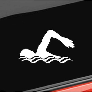 Puede incluir: Silueta blanca de una persona nadando en una piscina. La persona nada boca abajo con el brazo extendido por encima del agua.